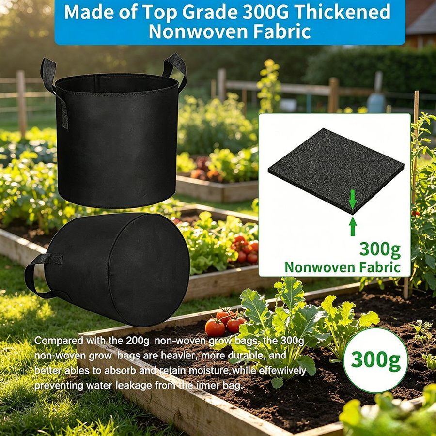 Diagram showing 300 g thickened non woven fabric used in a grow bag