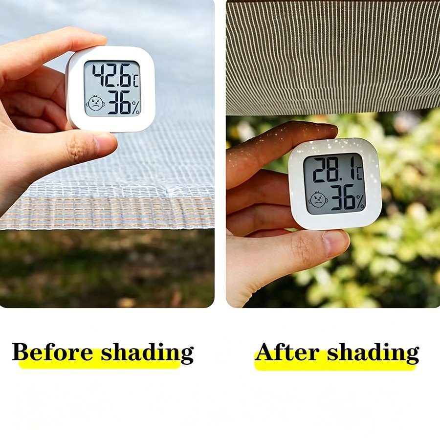Aluminized shade screen temperature test before and after shading