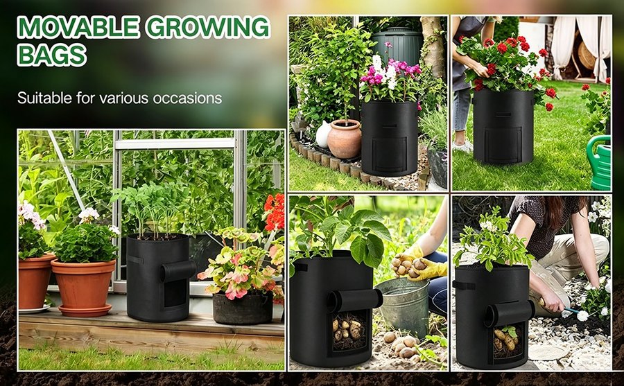 Grow bags in nursery and garden applications