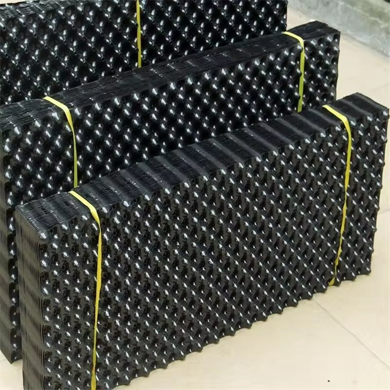 Empty root control containers bundled and stacked for storage
