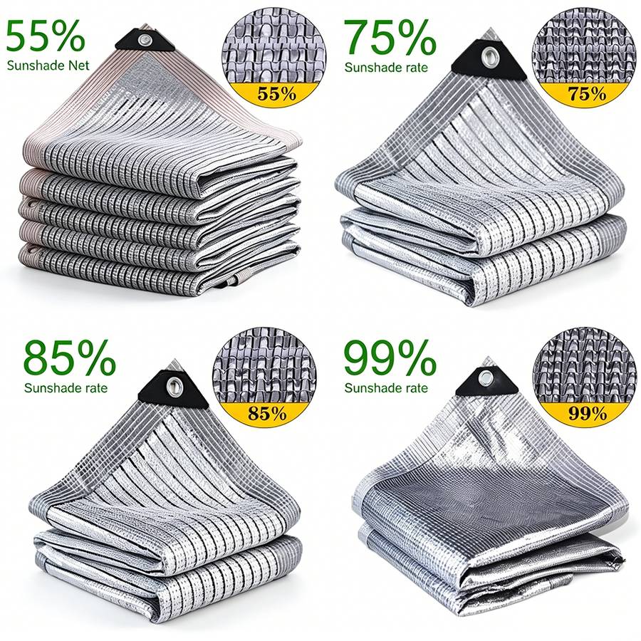 Aluminised shade net folded, showing the reflective surface