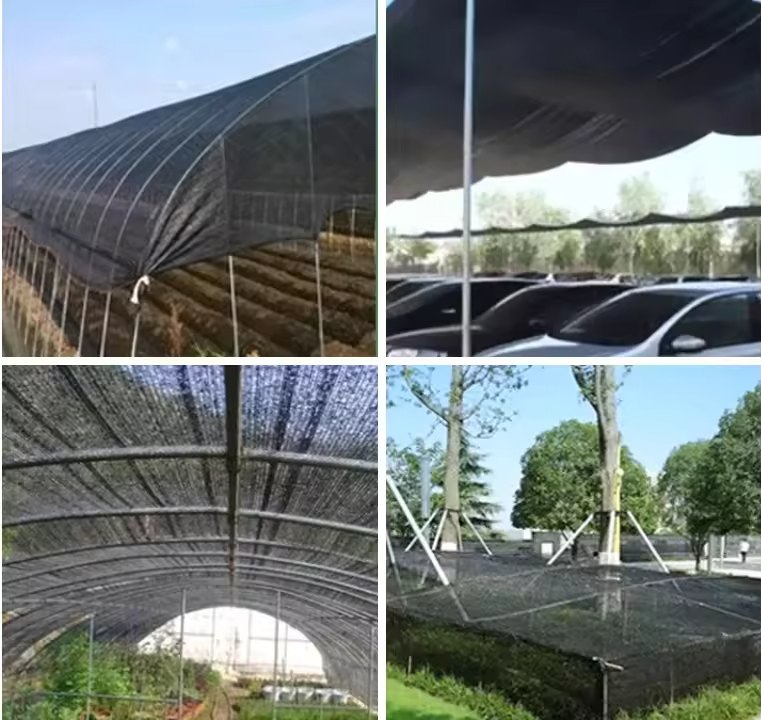 Shade net used over carports, yards and greenhouse rows