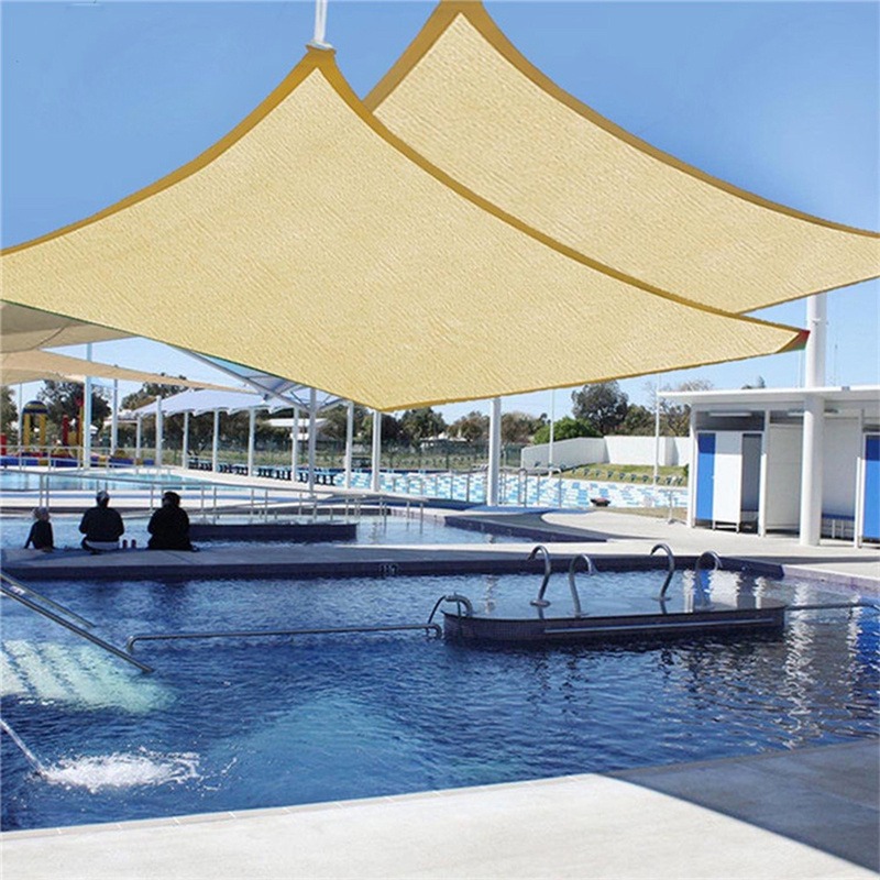 Beige HDPE Knitted Shade Sail with D Rings for Balcony and Pool
