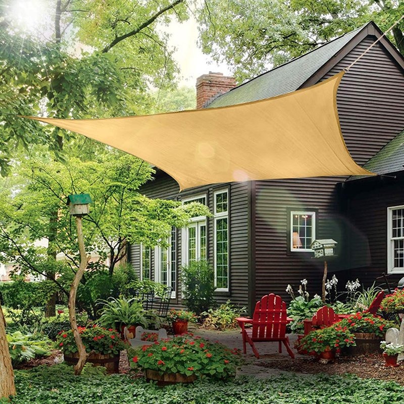 Sand HDPE Rectangle Shade Sail Canopy for Patio Garden and Deck