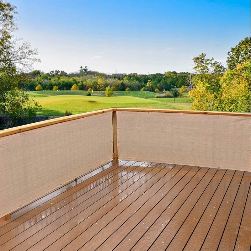 Beige and Brown Balcony Agro Shade Net for Garden and Deck Use