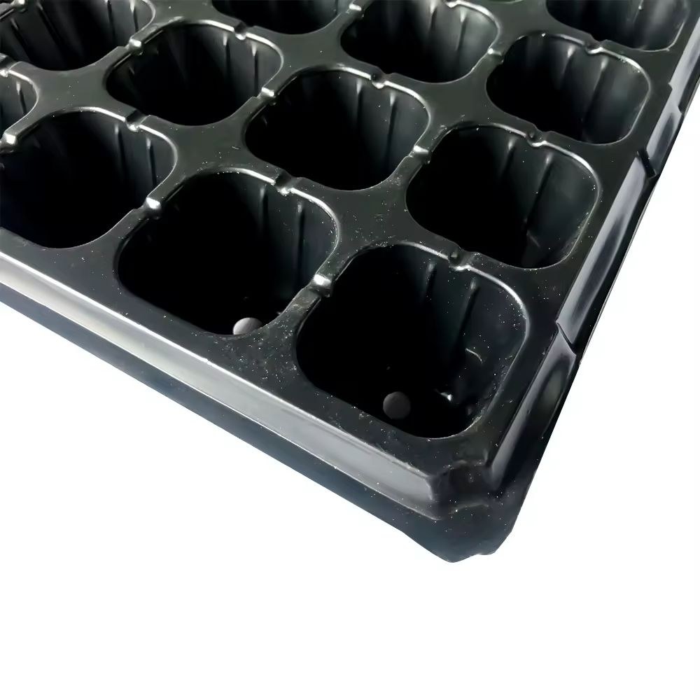 PVC Plastic Seedling Tray Seeder 21 x 11 cm Black Nursery Pot