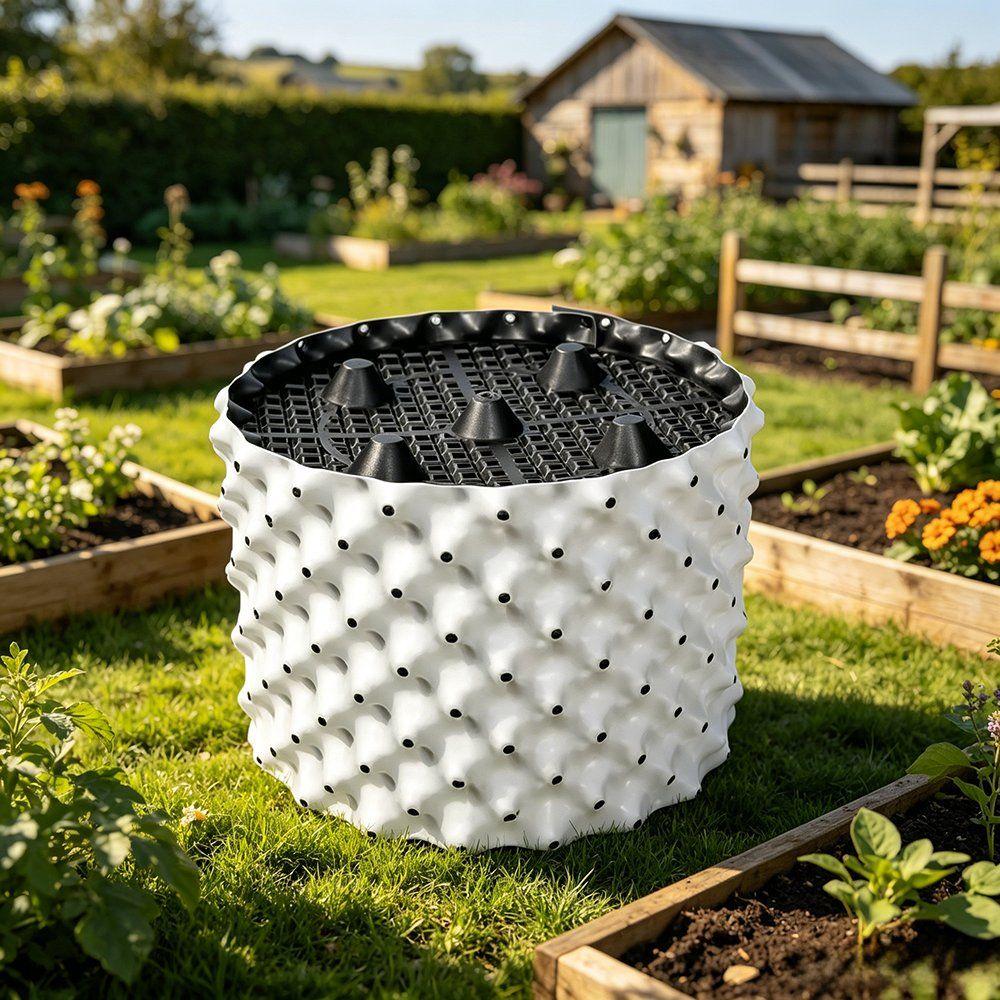 air pruning pot seen from above with black base grid visible