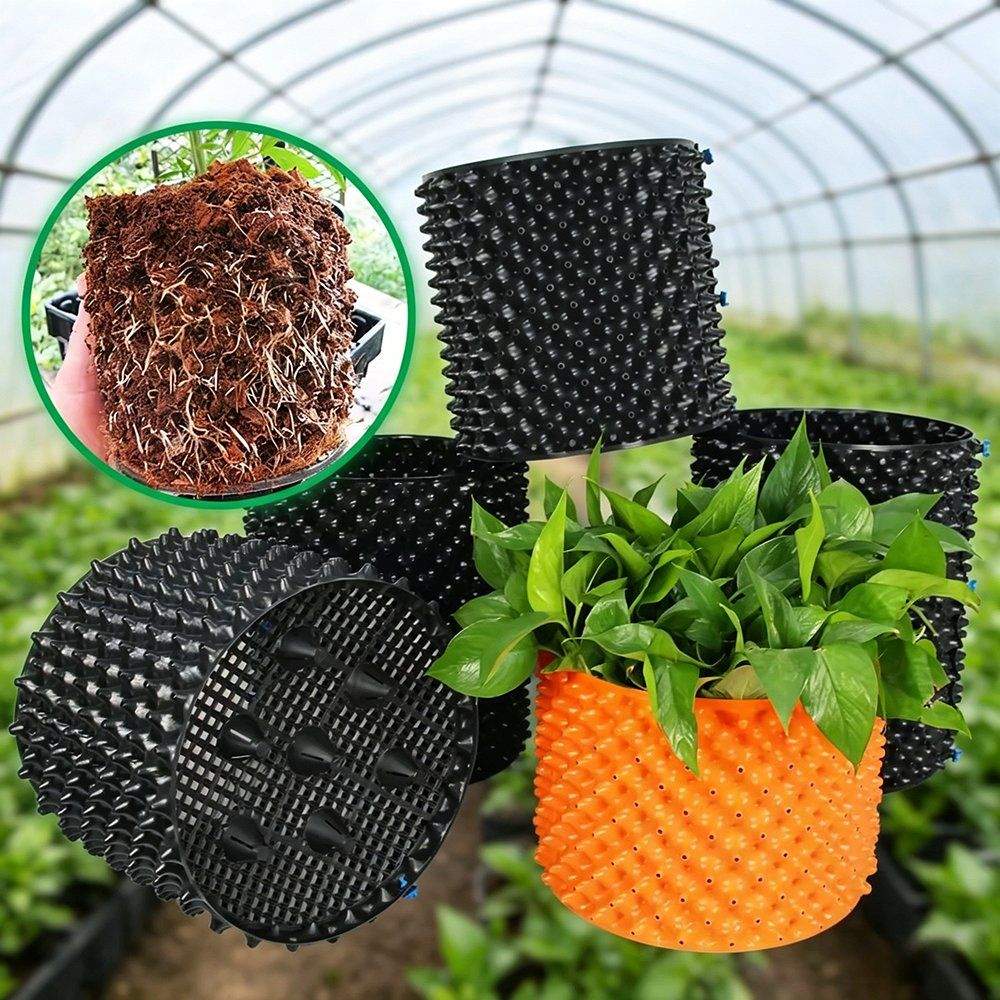 colour range of air pruning pots with root ball detail