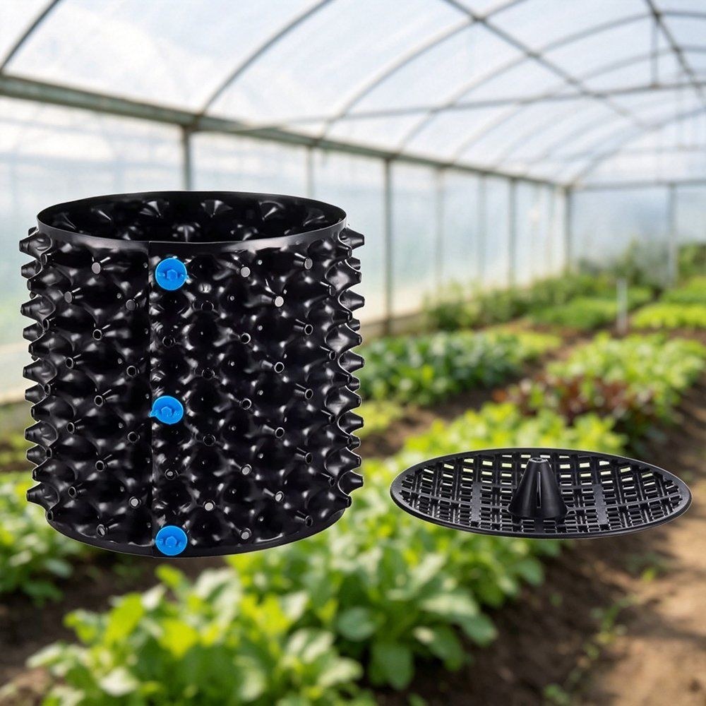 self watering planter shown with its circular base plate