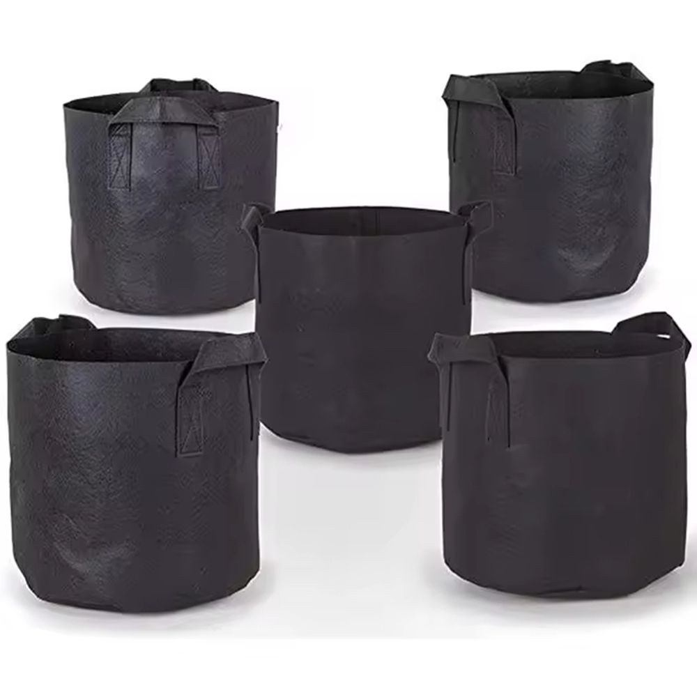 grow bags in three sizes shown as a display set