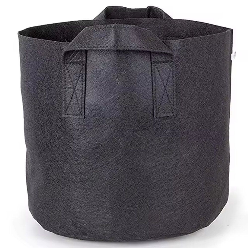 large breathable nonwoven grow bag with a stitched webbing handle