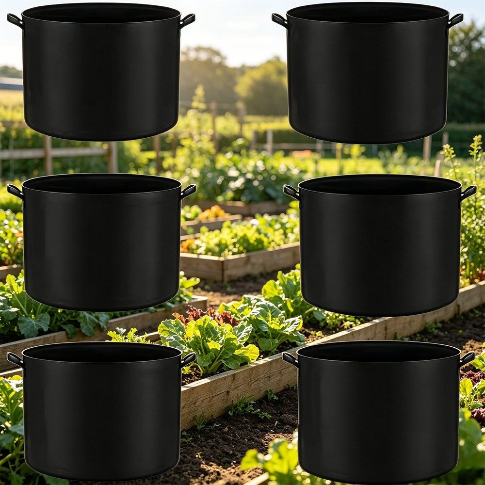 set of cotton grow bags shown as a six piece display
