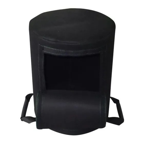 black round felt grow bag with side window seen from the side