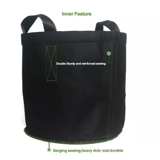 grow bag inner feature callouts showing reinforced and serged sewing