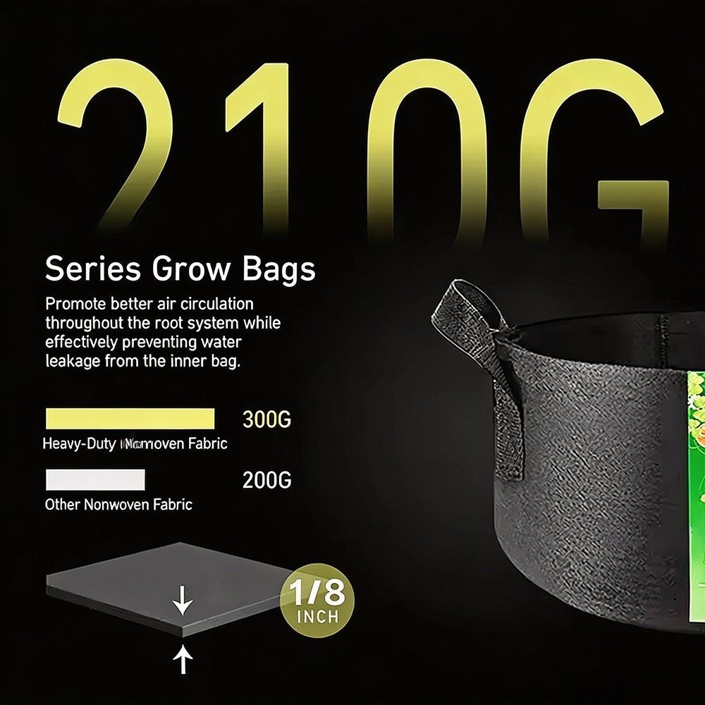 grow bag structure showing three hundred gram outer and two hundred gram liner