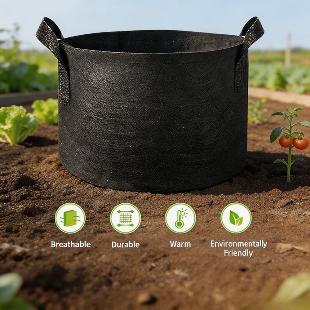 fabric grow pot feature icons for breathable durable warm and eco friendly
