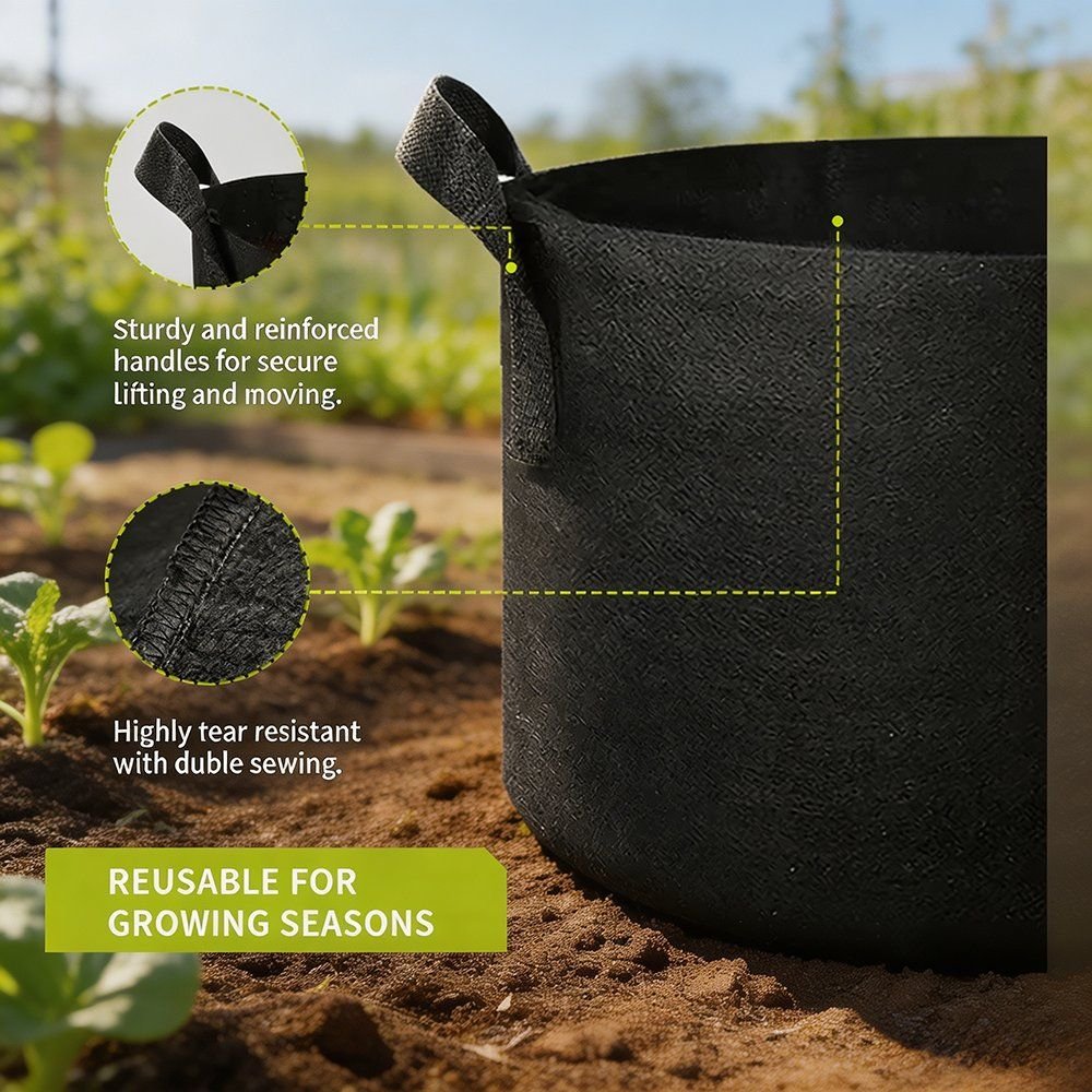 grow pot handle and tear resistance callouts with a reusable label