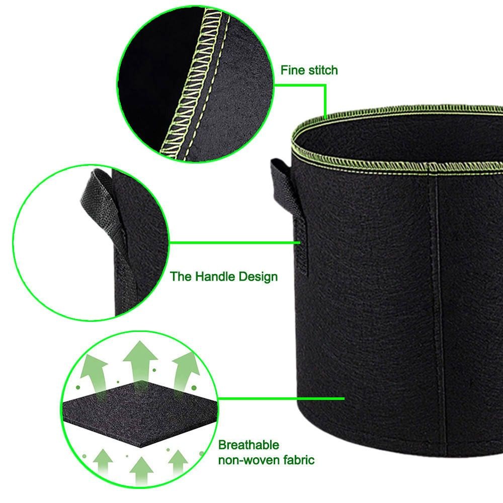 grow bag callouts for fine stitch handle design and breathable fabric