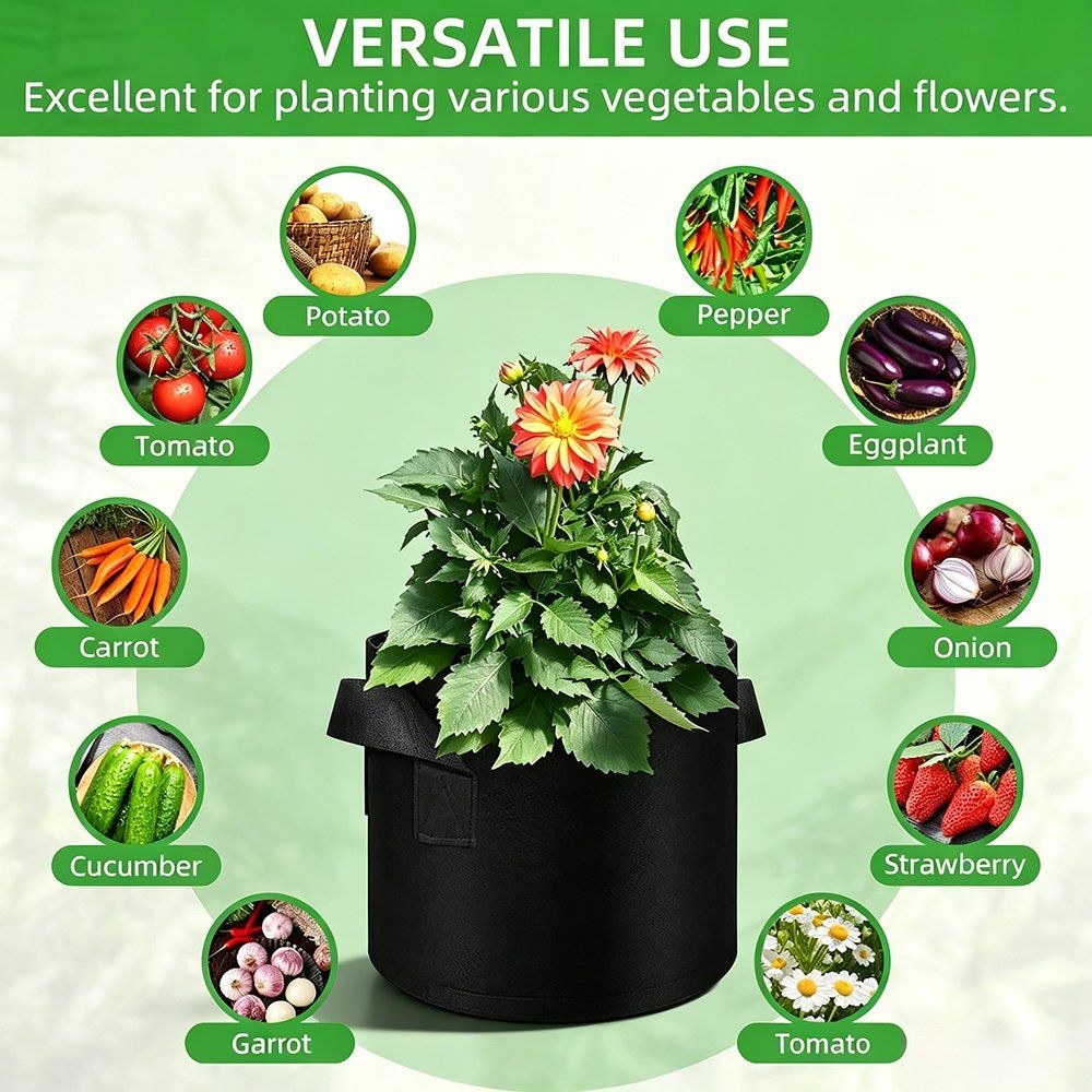 grow bag crop chart showing vegetables and flowers the format suits