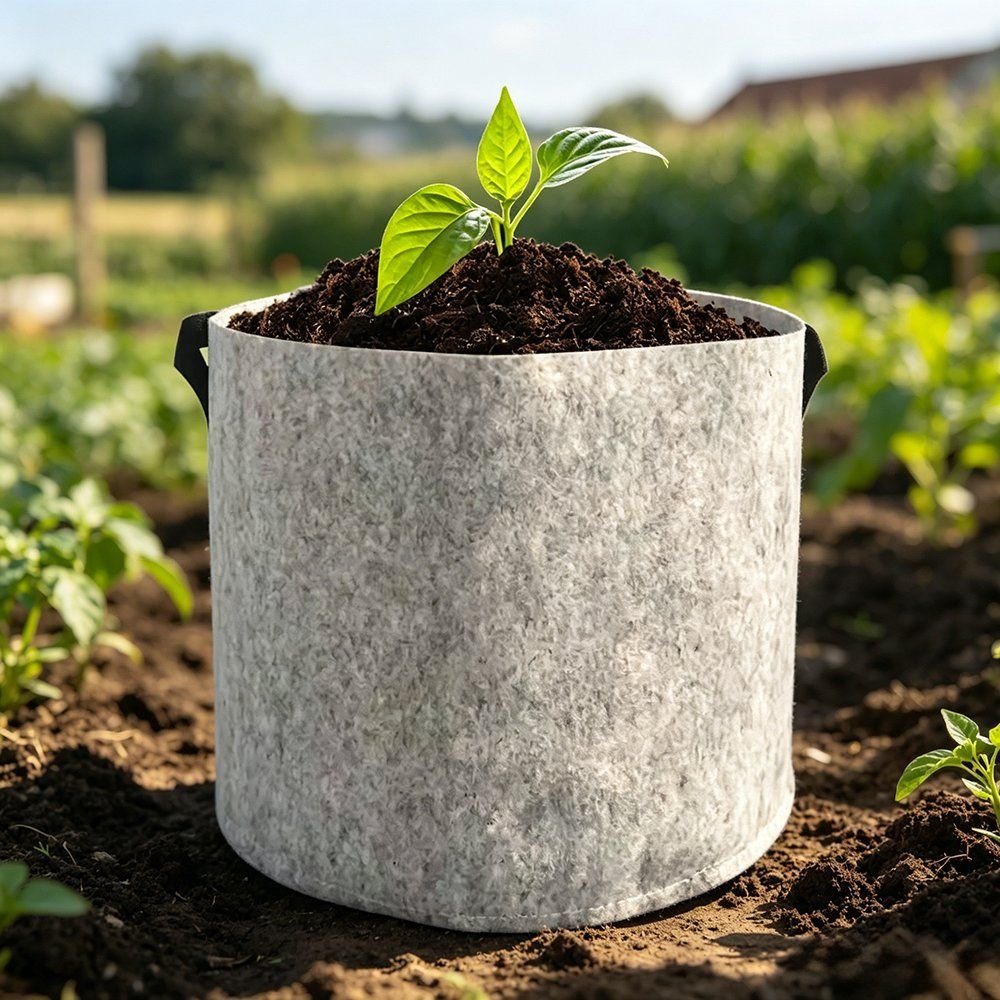 Nonwoven Grow Bag in Black Tan and Stone Grey for 5 to 30 Gallon Plants